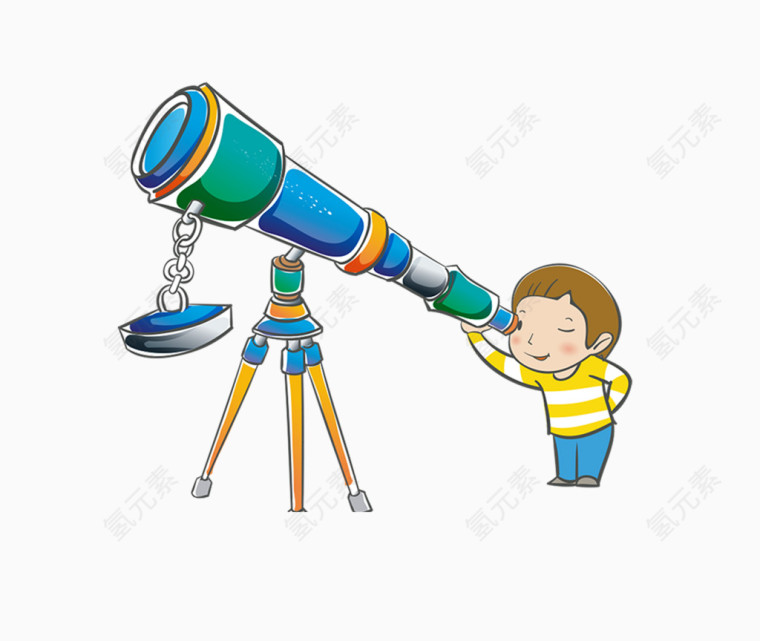 瞄望远镜的男孩