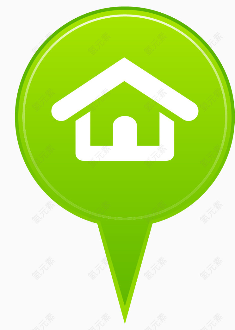 绿色小屋定位图标设计