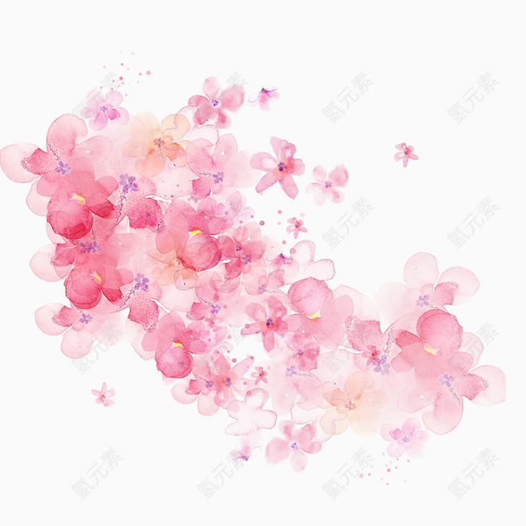 粉色水彩桃花