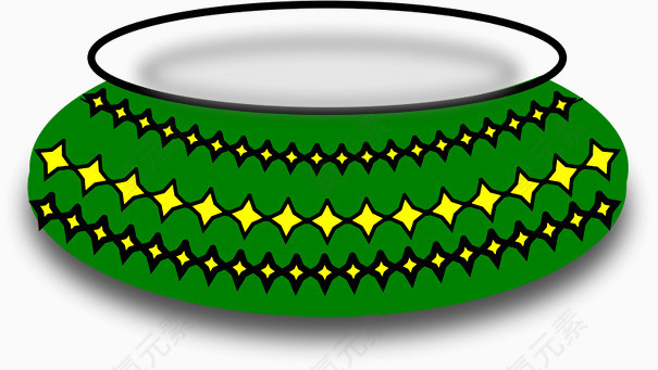 绿色星星花纹陶瓷罐