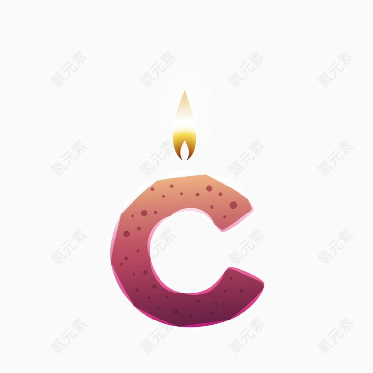 卡通蜡烛彩色英文字母C