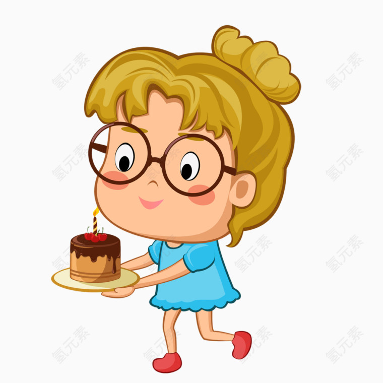 端着蛋糕的小女孩