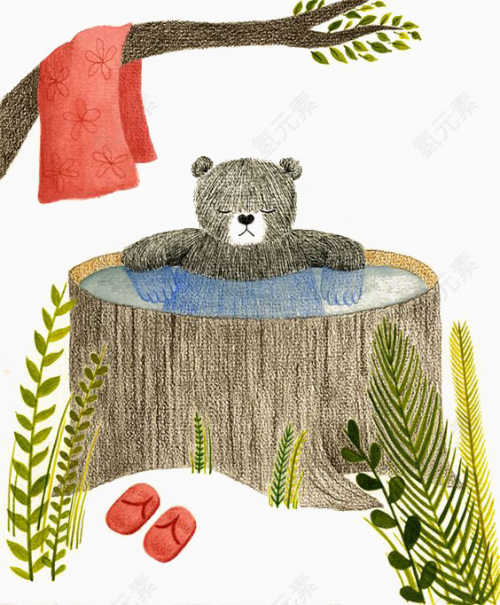 泡澡的小熊