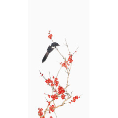 中国风红色手绘梅花