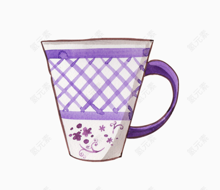 手绘紫色水杯