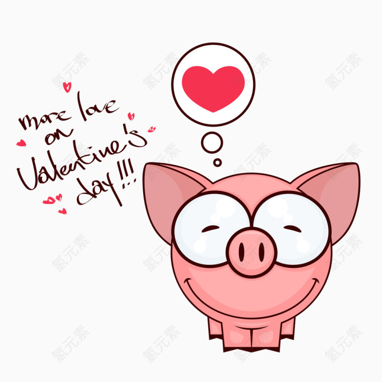 可爱卡通手绘动物猪矢量图素材