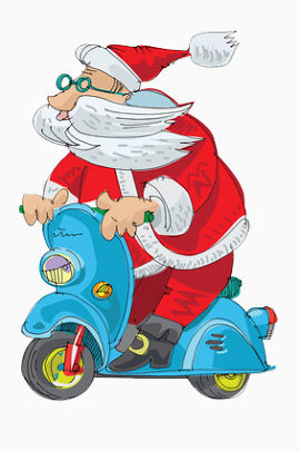 骑电瓶车的圣诞老人