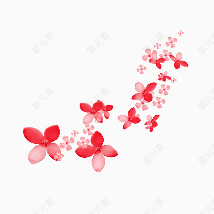 漂浮粉色四瓣小花朵
