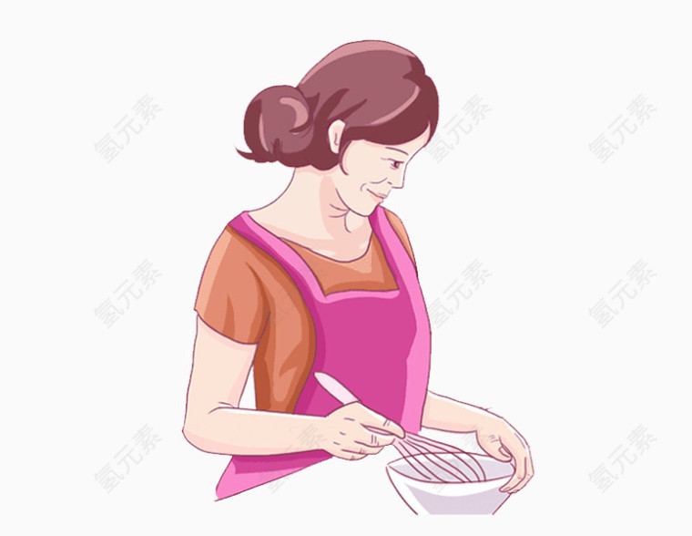 在做饭的母亲卡通手绘装饰元素