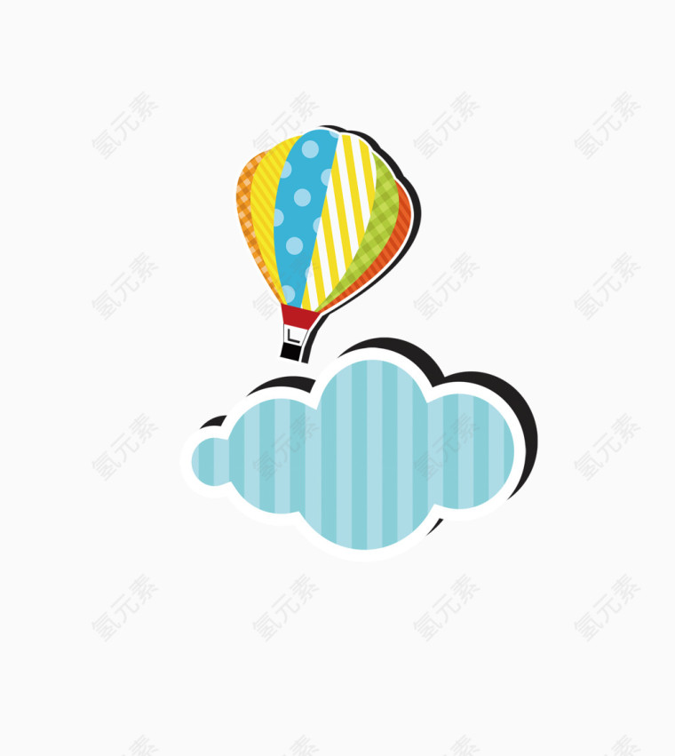 卡通热气球和云朵