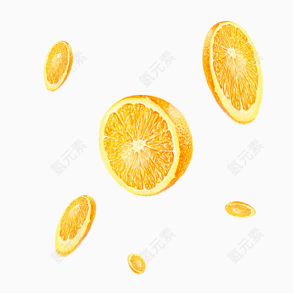 水果橙子漂浮切片素材