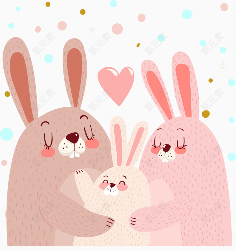 开心的兔子一家人