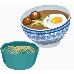 一碗鸡蛋蘑菇汤一碗面条卡通手绘装饰元素