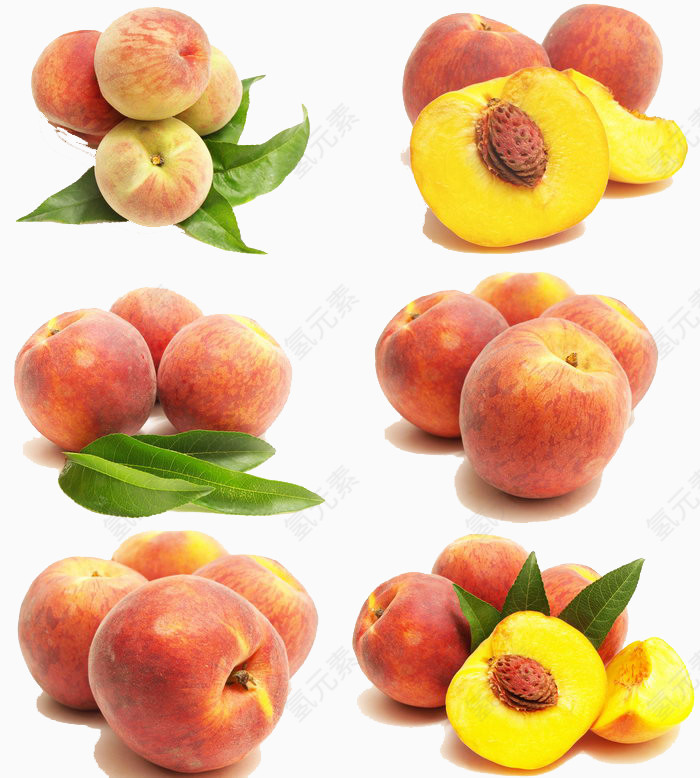 一堆新鲜的桃子
