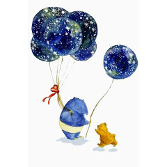 拿着星空气球的小熊