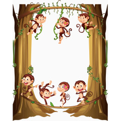在树间嬉戏的小猴子们