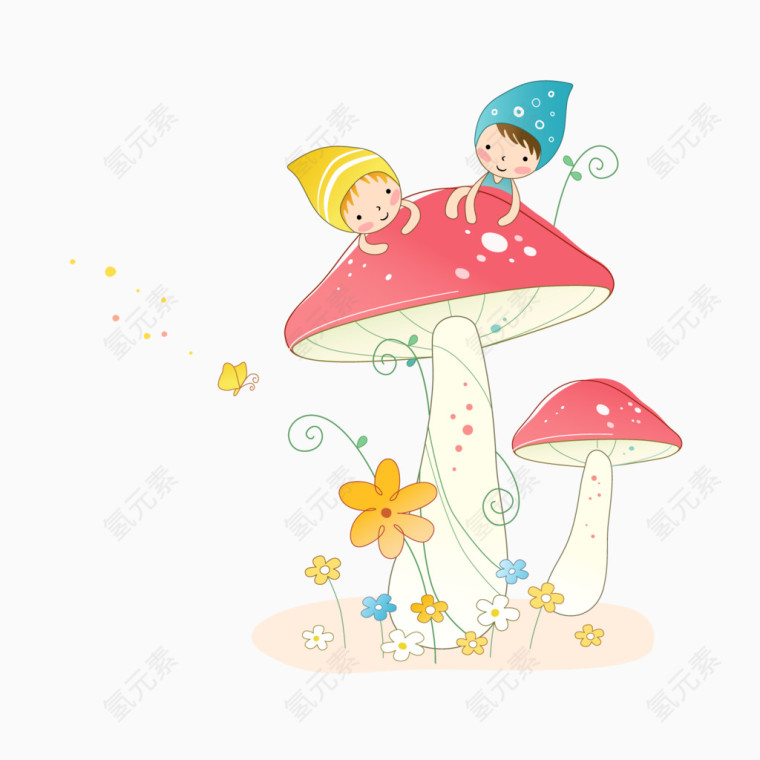 蘑菇上的孩童