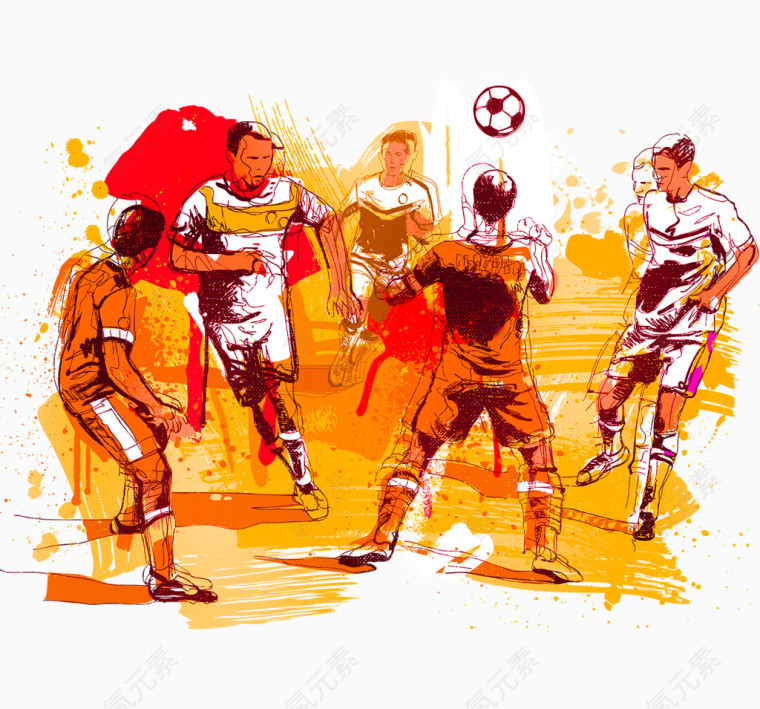 踢足球场景卡通手绘装饰元素