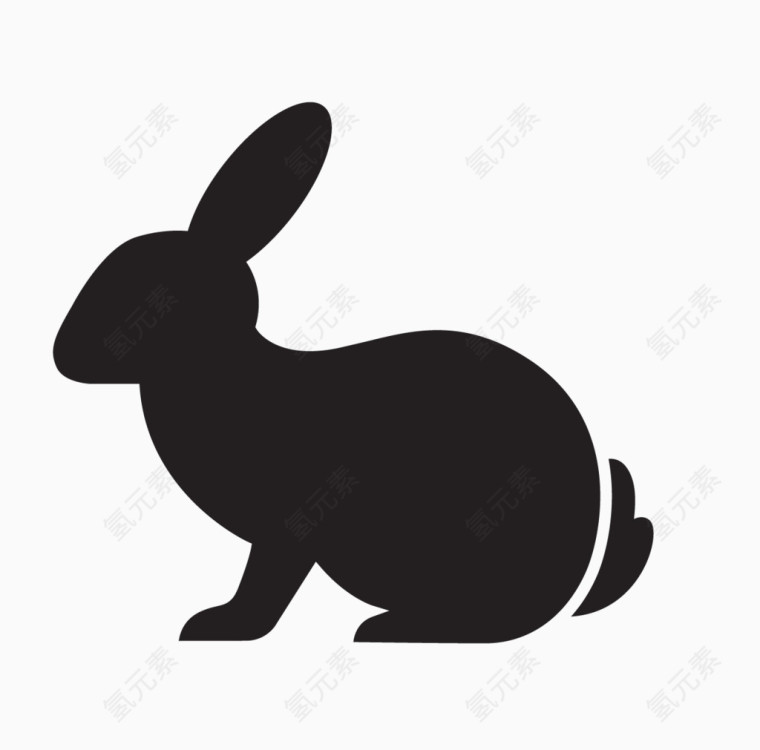 黑色手绘的动物兔子
