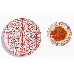 红色花藤餐盘