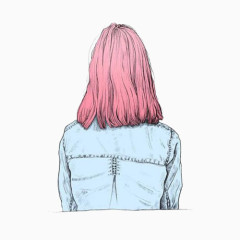 粉色头发女孩背影10