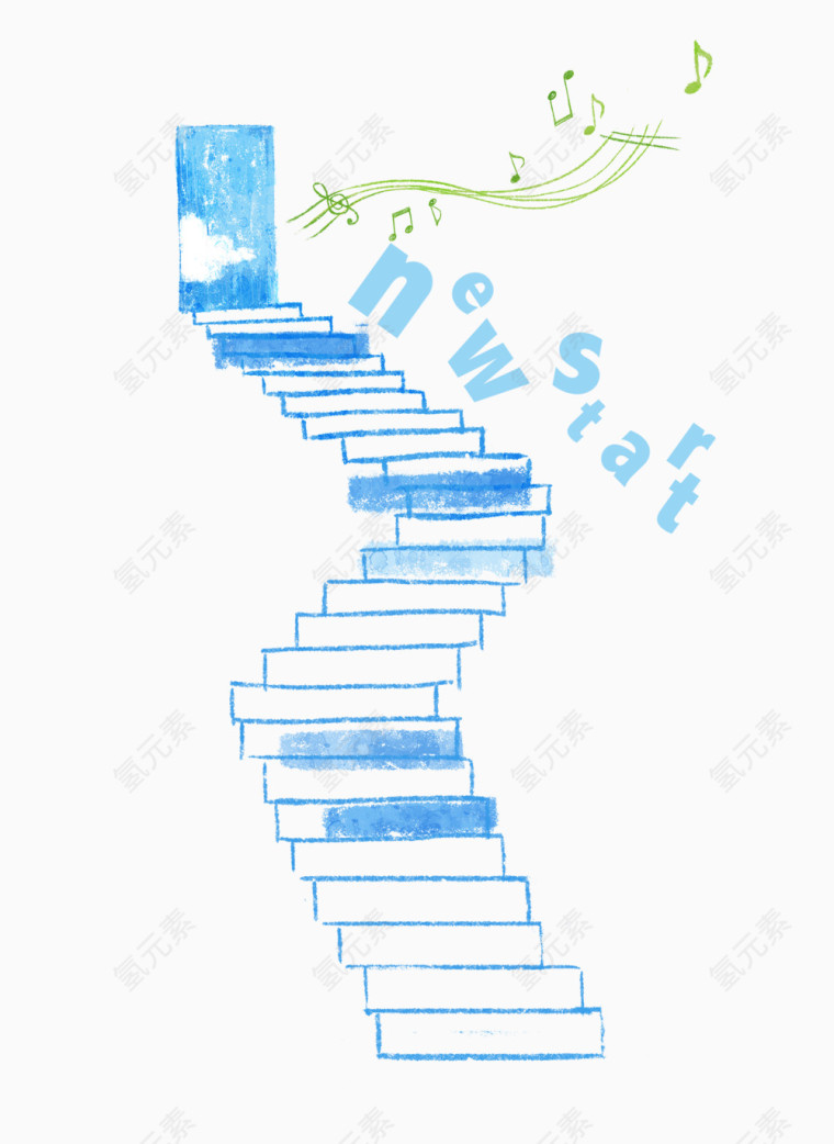 童话清新蓝色阶梯