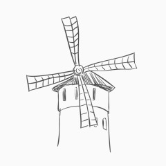 手绘荷兰风车