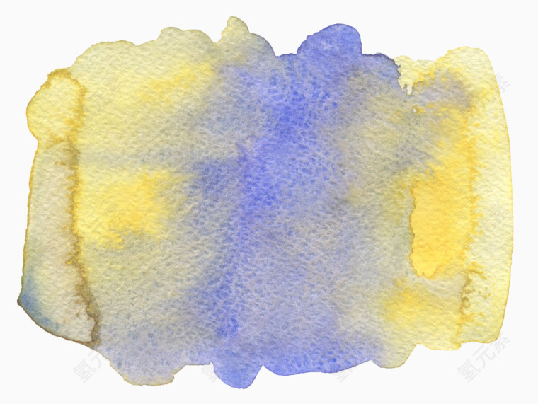 蓝色黄色水彩颜料笔触纹理