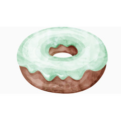 水彩画绿色甜甜圈