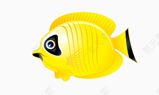手绘黄色可爱大片鱼
