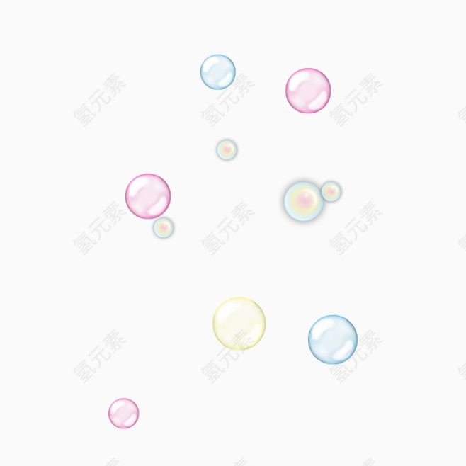 彩色透明的泡泡漂浮装饰元素