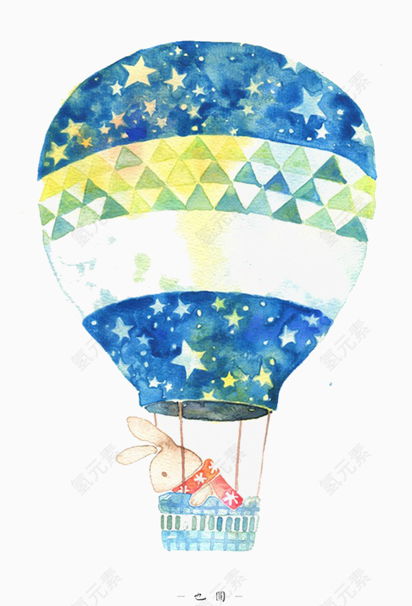 手绘水彩热气球