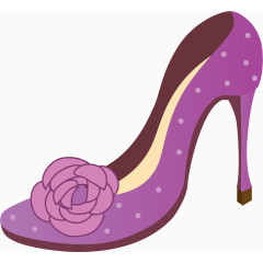 卡通手绘紫色高跟单鞋 