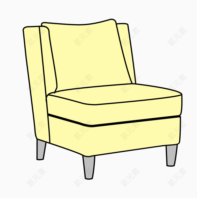 矢量黄色单人沙发