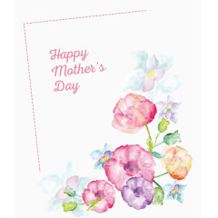花朵母亲节卡片相框手绘