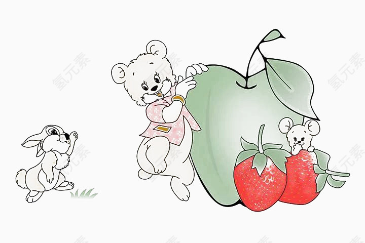 小熊请小兔吃水果