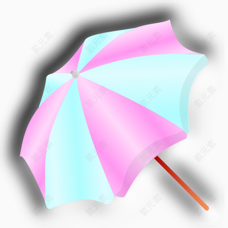 卡通粉色看蓝色的大伞