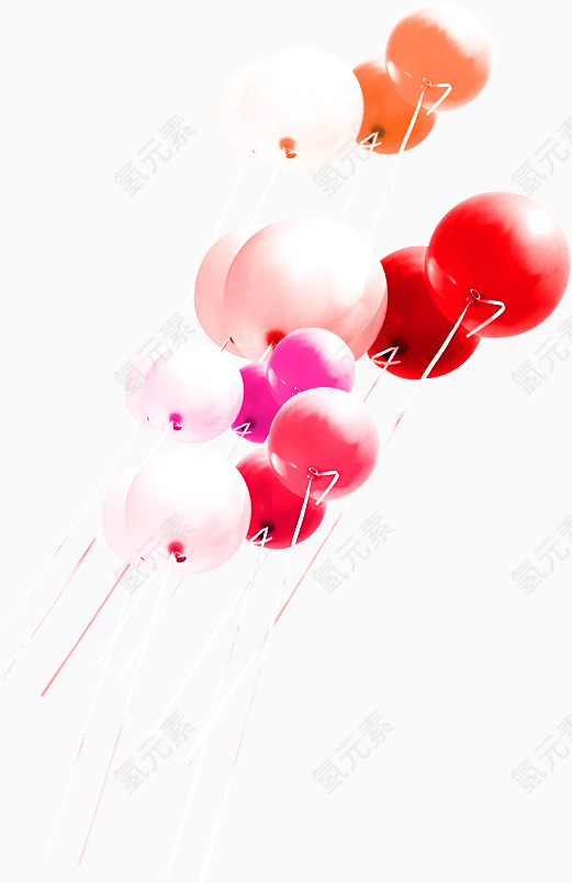 一簇气球红白粉多色