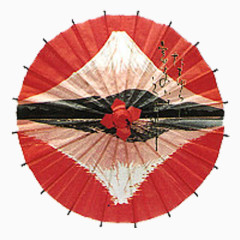 红色山水油纸伞