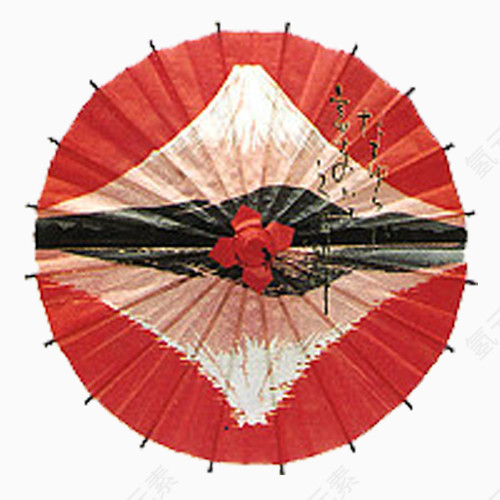 红色山水油纸伞