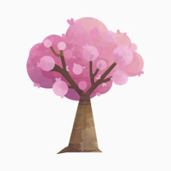 粉色水彩树