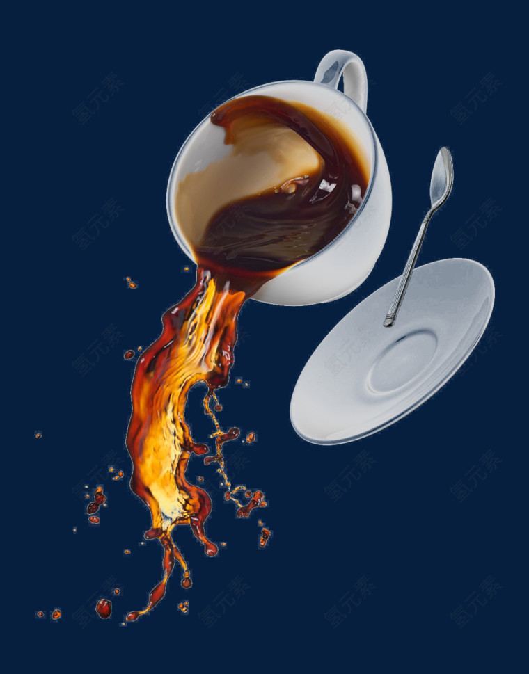 倒出的液体咖啡饮料广告高清图片