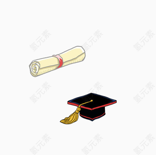 学士帽与毕业证书