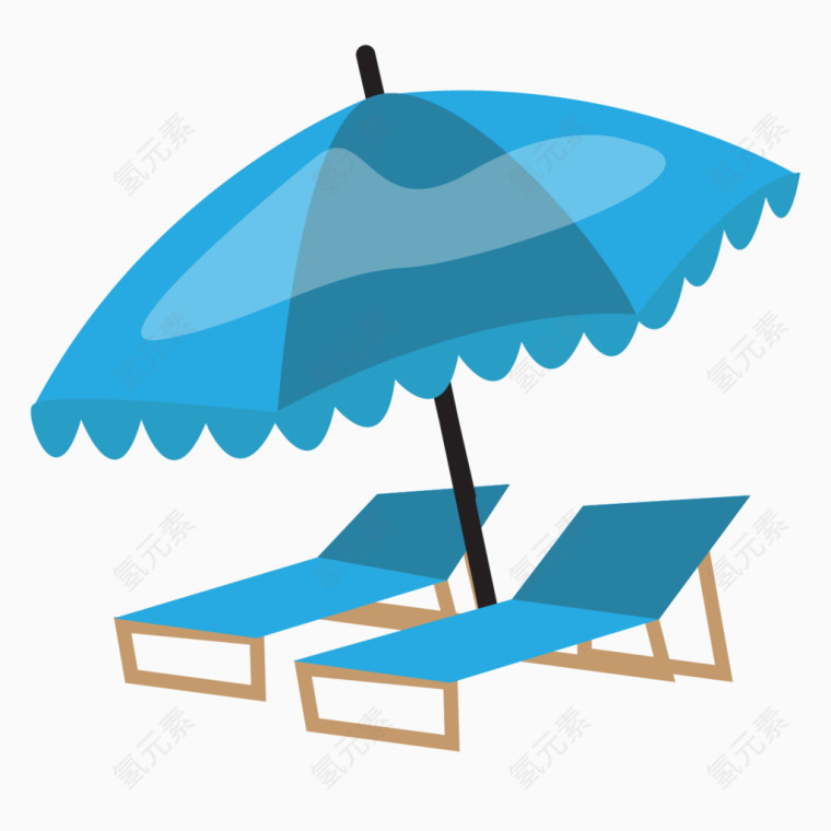 夏日海滩遮阳伞手绘