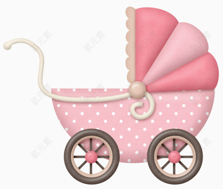 可爱粉色婴儿车
