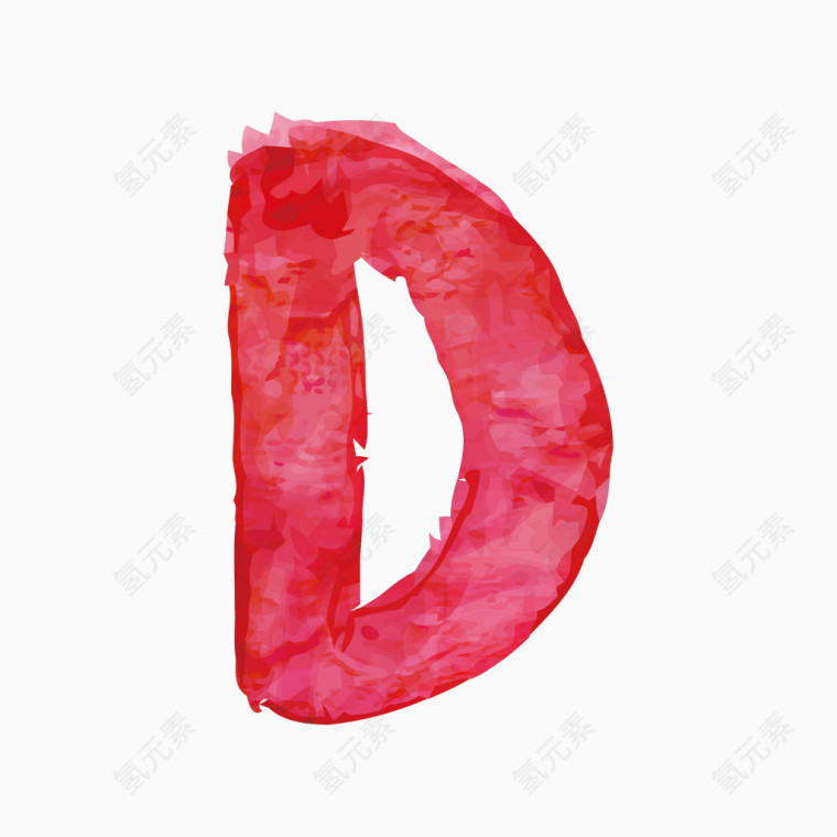 红色水彩字母字体D