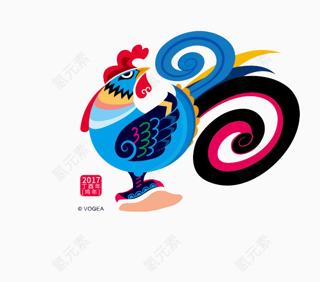 【png】 彩色公鸡装饰图案