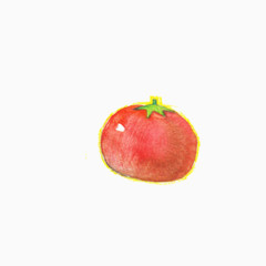 小清新简约水彩手绘红色西红柿