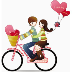 情人节素材自行车上的情侣