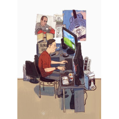 办公桌插画